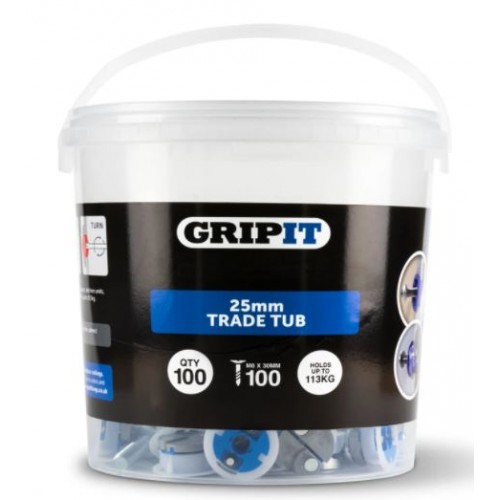25mm Blue Grip It Tub of 100